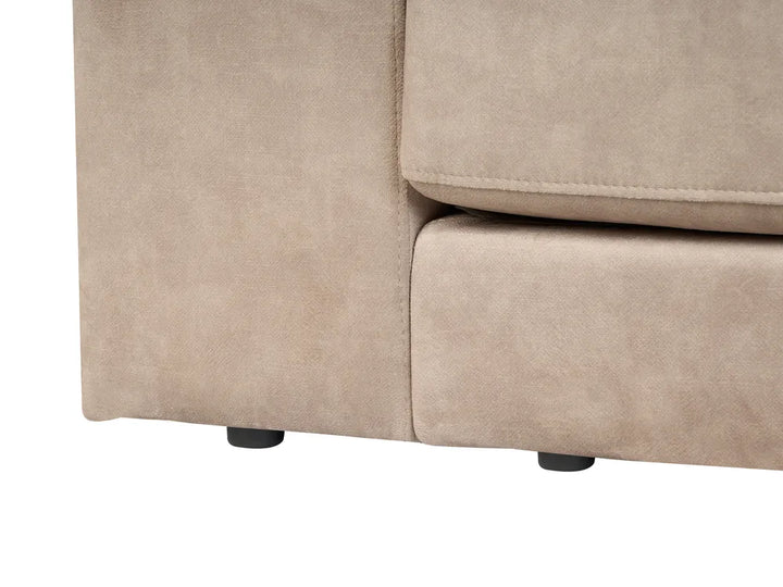 Corner Sofa 3 Seater Velvet Beige Right Hand Vardie