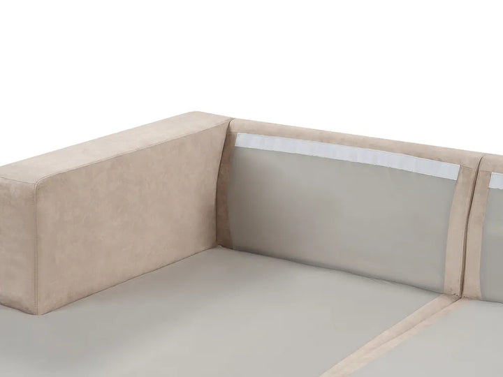 Corner Sofa 3 Seater Velvet Beige Right Hand Vardie