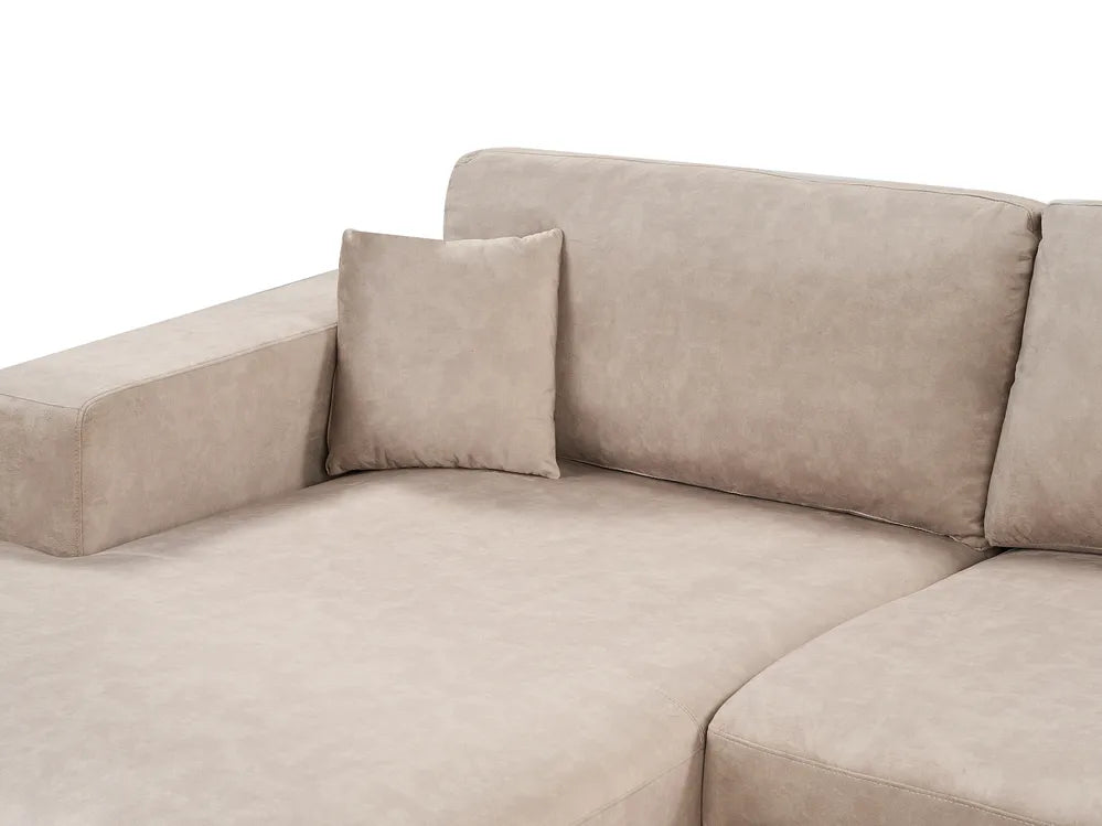 Corner Sofa 3 Seater Velvet Beige Right Hand Vardie