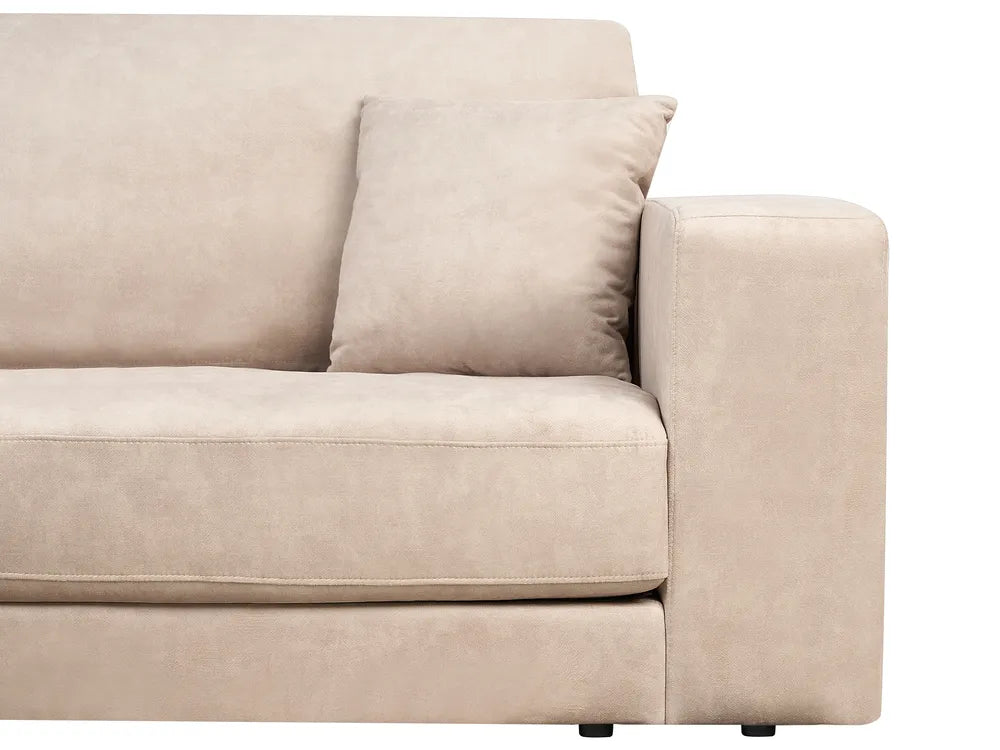 Corner Sofa 3 Seater Velvet Beige Right Hand Vardie