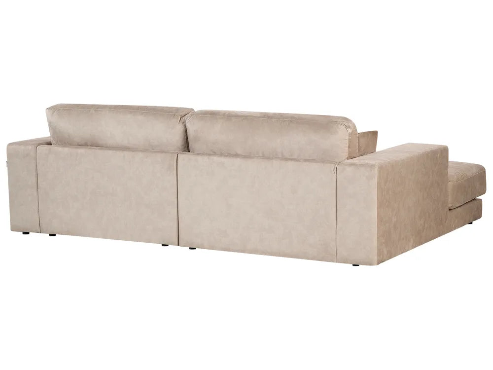 Corner Sofa 3 Seater Velvet Beige Right Hand Vardie