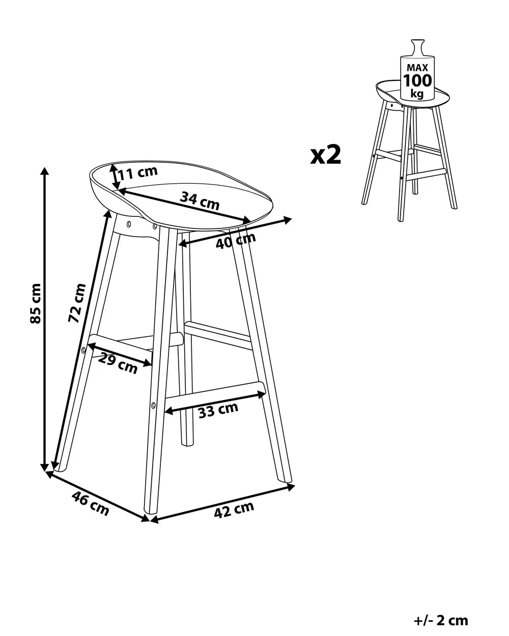 Set of 2 Bar Chairs Black High-Quality Materials Ivesta