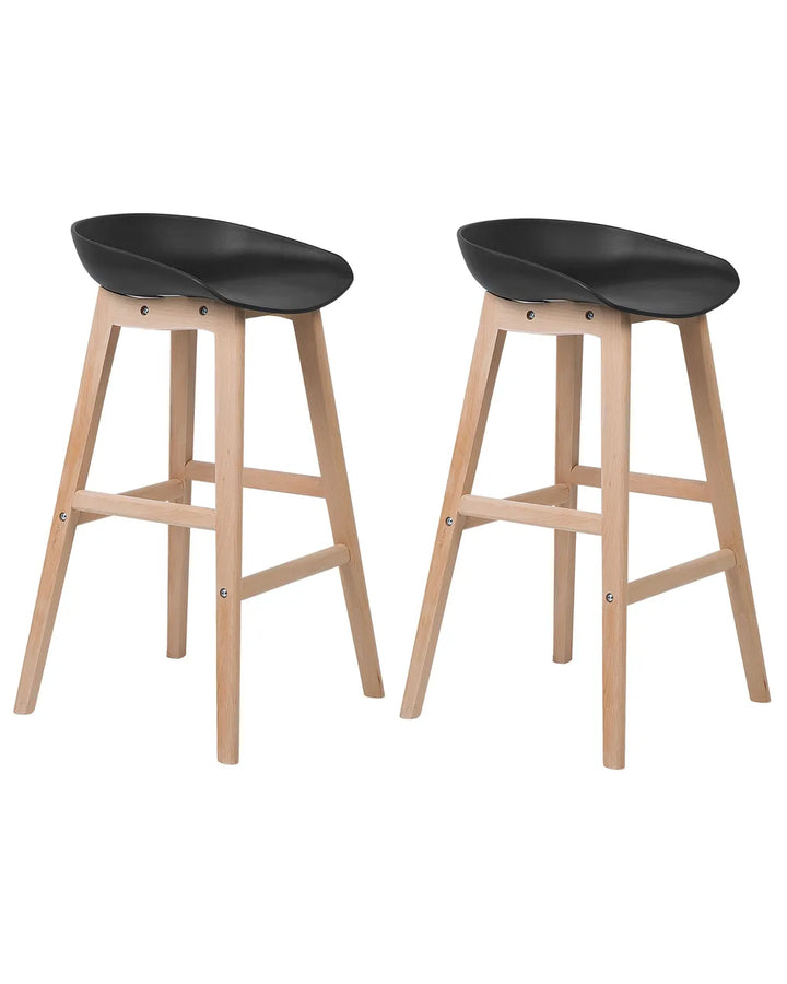Set of 2 Bar Chairs Black High-Quality Materials Ivesta