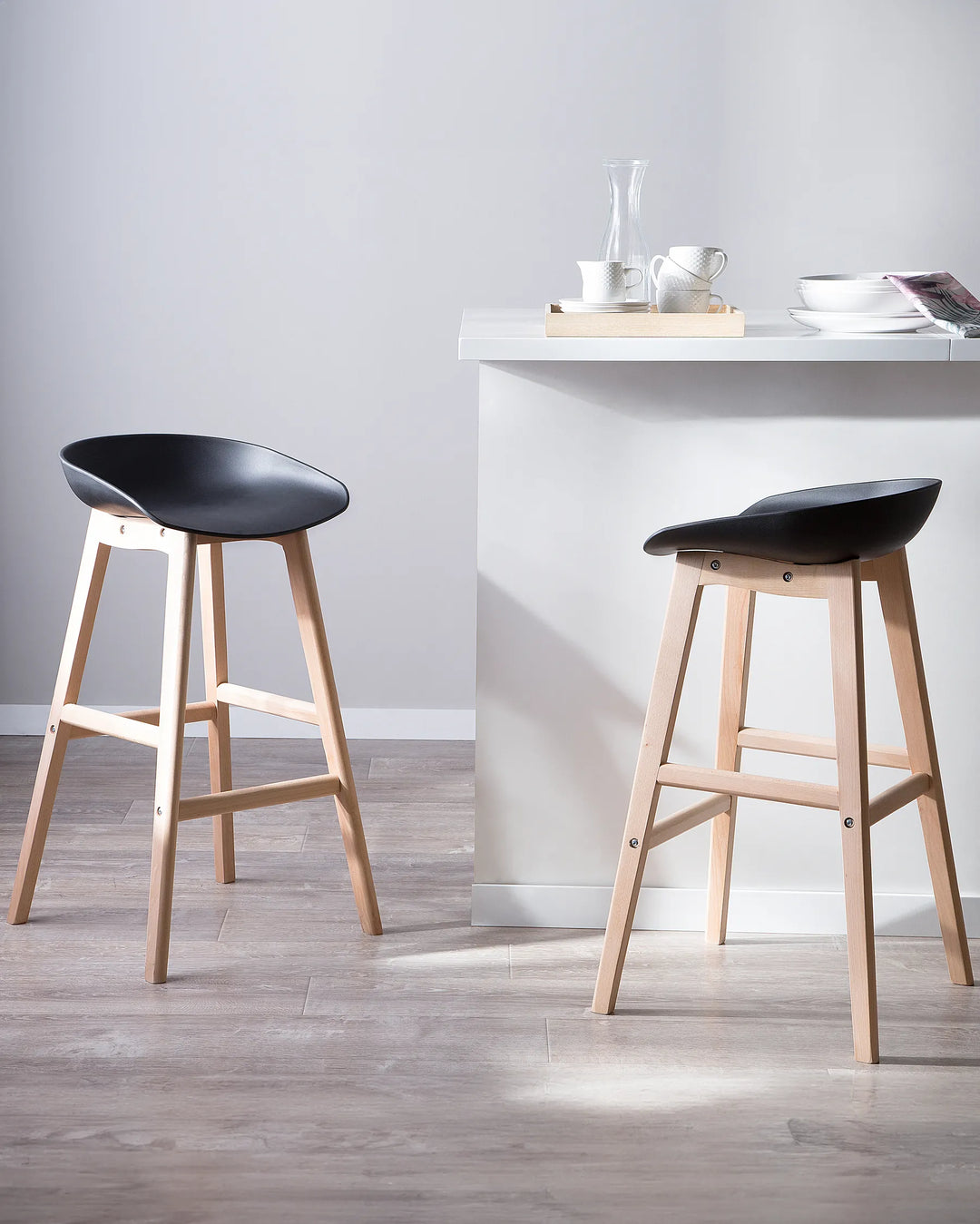 Set of 2 Bar Chairs Black High-Quality Materials Ivesta