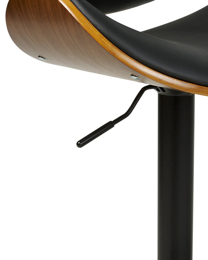 Set of 2 Bar Chairs II Faux Leather Swivel Black Solid Workmanship Jorla