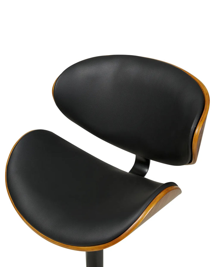 Set of 2 Bar Chairs II Faux Leather Swivel Black Solid Workmanship Jorla
