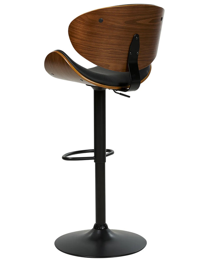 Set of 2 Bar Chairs II Faux Leather Swivel Black Solid Workmanship Jorla