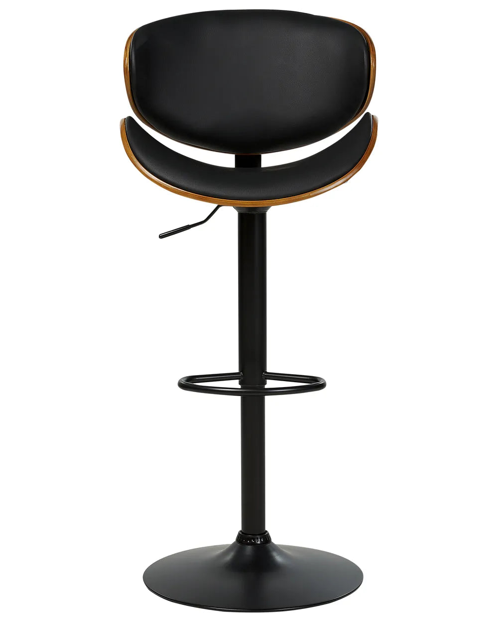 Set of 2 Bar Chairs II Faux Leather Swivel Black Solid Workmanship Jorla