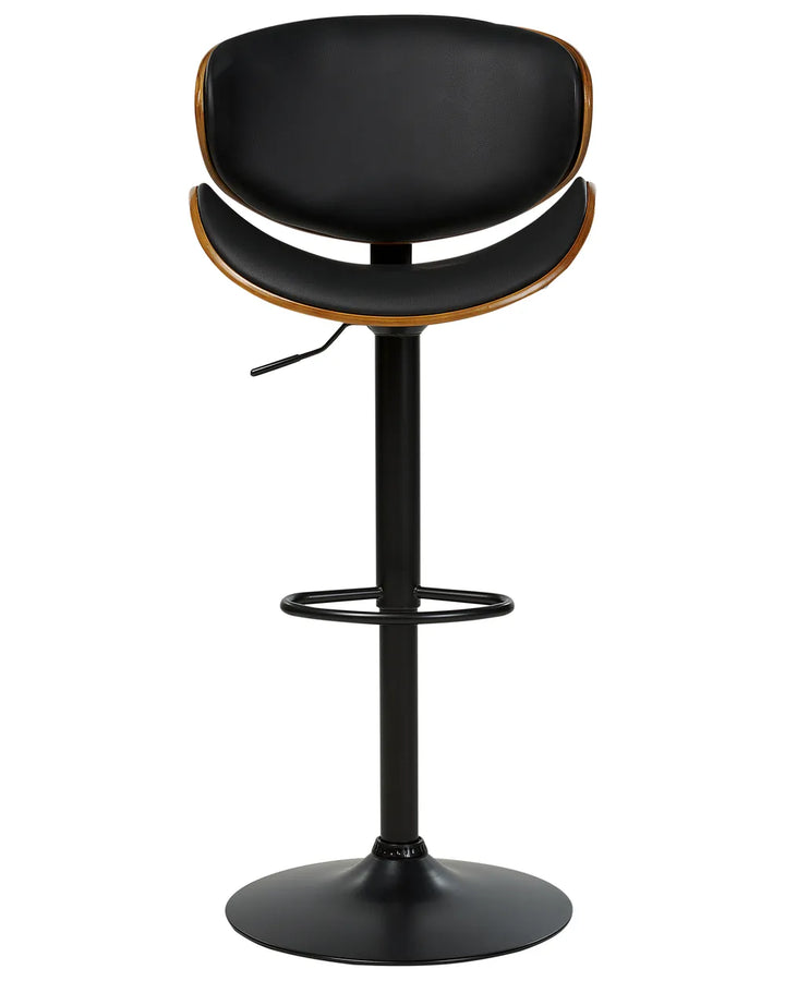 Set of 2 Bar Chairs II Faux Leather Swivel Black Solid Workmanship Jorla