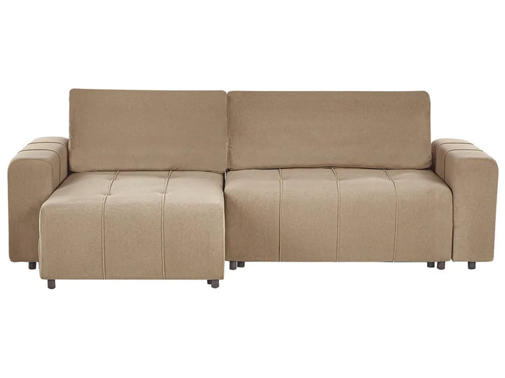 Corner Sofa Bed 3 Seater Fabric Brown with Storage Right Hand Rista