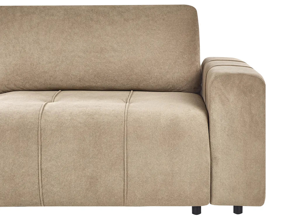 Corner Sofa Bed 3 Seater Fabric Brown with Storage Right Hand Rista
