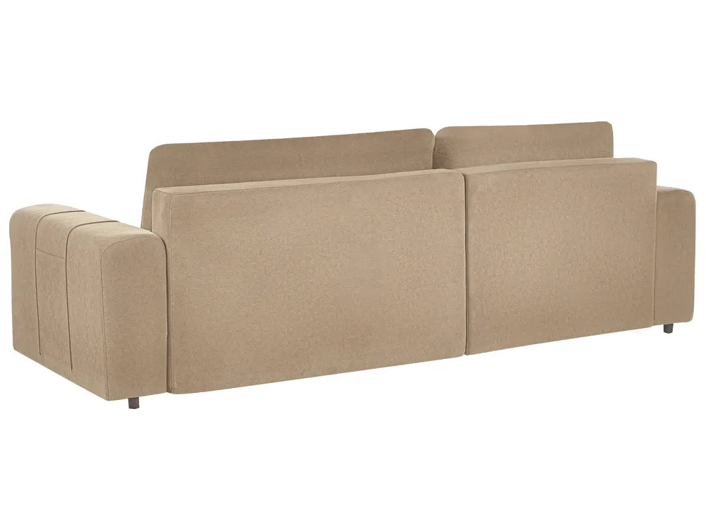 Corner Sofa Bed 3 Seater Fabric Brown with Storage Right Hand Rista