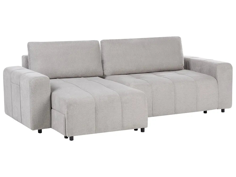 Corner Sofa Bed 3 Seater Fabric Light Grey with Storage Right Hand Rista