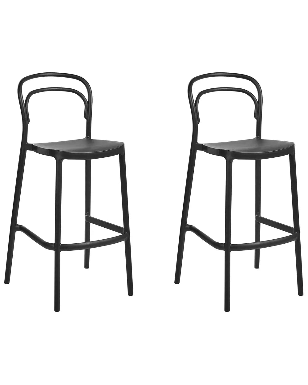 Set of 2 Garden Bar Chairs Black All-Weather Kalvio