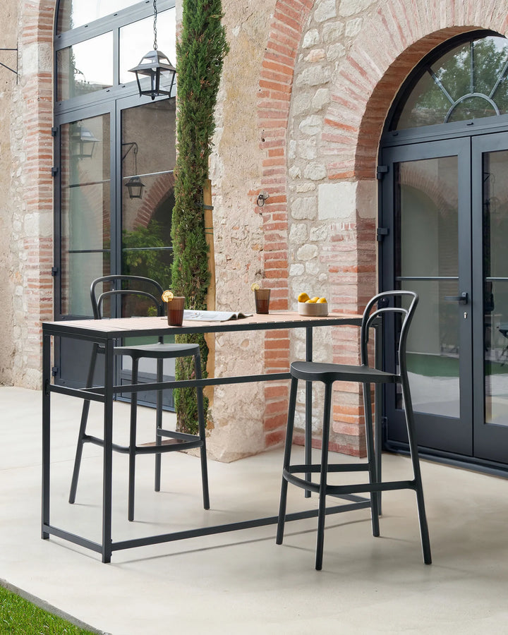 Set of 2 Garden Bar Chairs Black All-Weather Kalvio