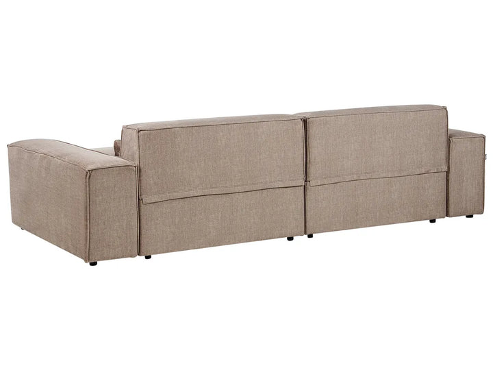 Modular Corner Sofa 2 Seater Fabric Light Brown with Ottoman Right Hand Bouke