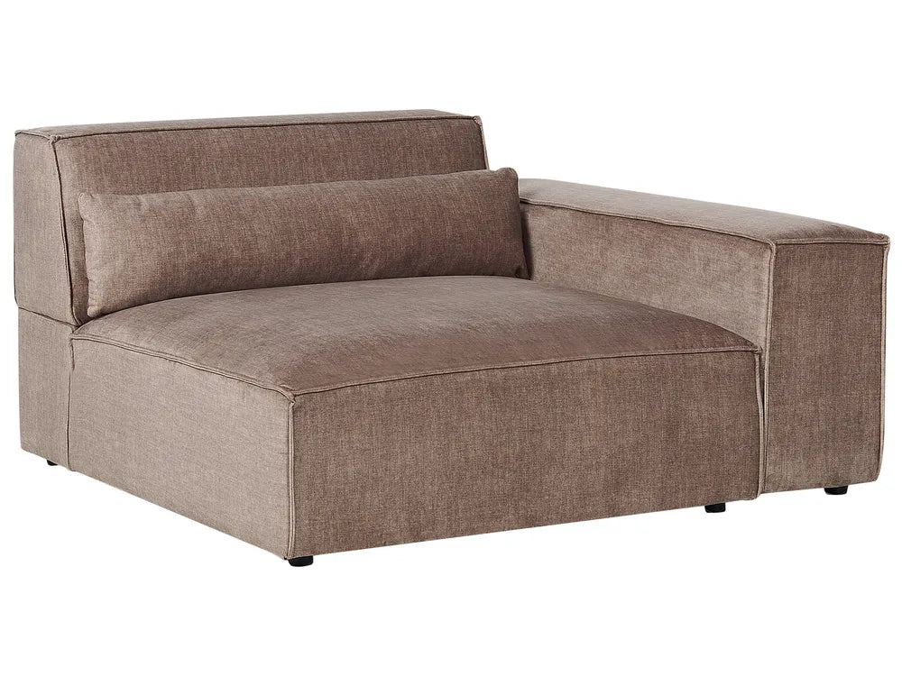 Modular Corner Sofa 2 Seater Fabric Light Brown with Ottoman Right Hand Bouke