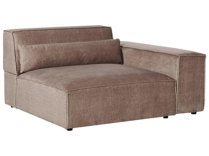 Modular Corner Sofa 2 Seater Fabric Light Brown with Ottoman Right Hand Bouke