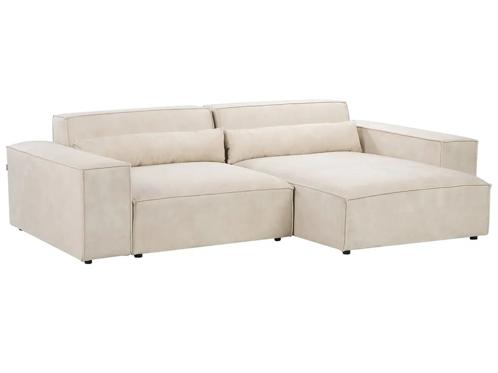 Modular Corner Sofa 2 Seater Velvet Light Beige with Ottoman Left Hand Bouke