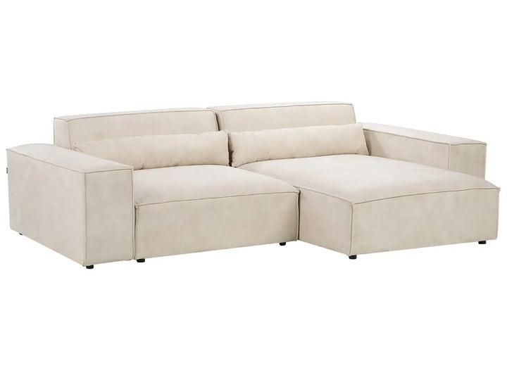 Modular Corner Sofa 2 Seater Velvet Light Beige with Ottoman Left Hand Bouke
