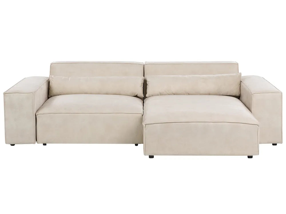Modular Corner Sofa 2 Seater Velvet Light Beige with Ottoman Left Hand Bouke