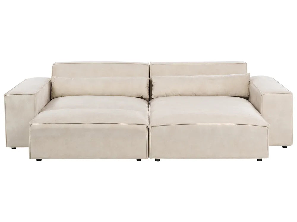 Modular Corner Sofa 2 Seater Velvet Light Beige with Ottoman Left Hand Bouke