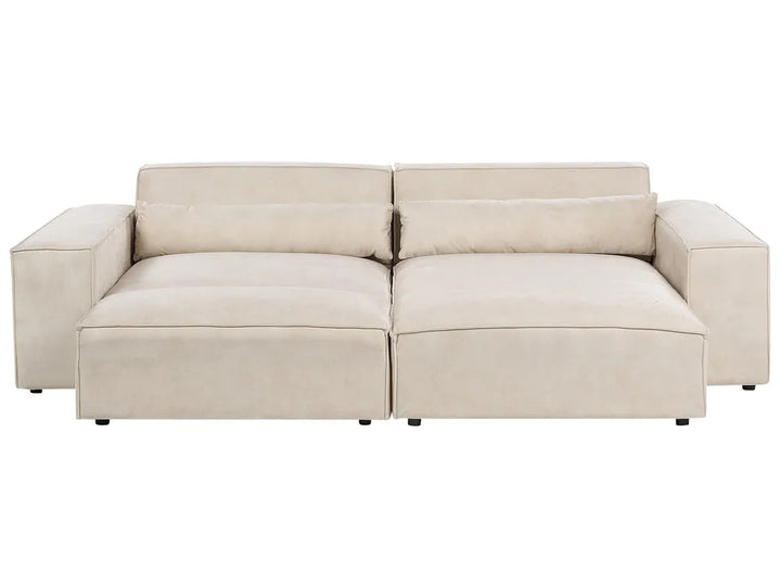 Modular Corner Sofa 2 Seater Velvet Light Beige with Ottoman Left Hand Bouke