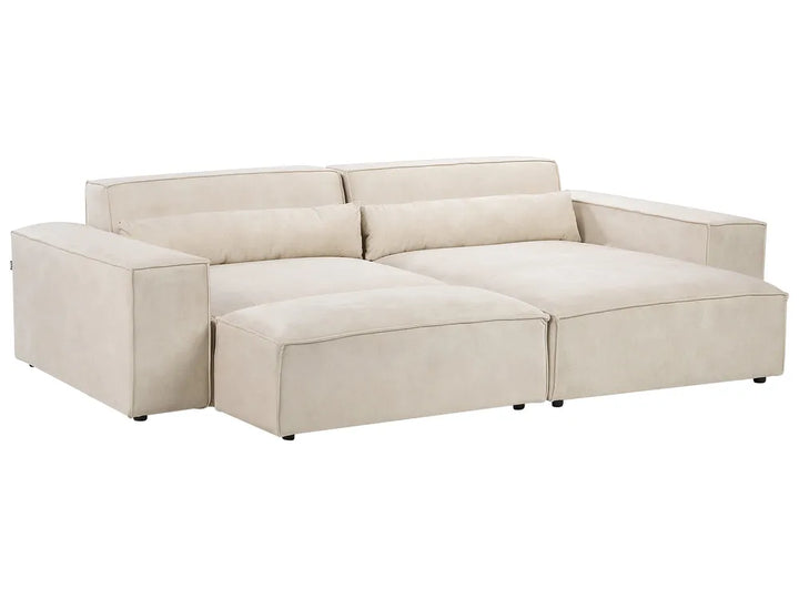 Modular Corner Sofa 2 Seater Velvet Light Beige with Ottoman Left Hand Bouke