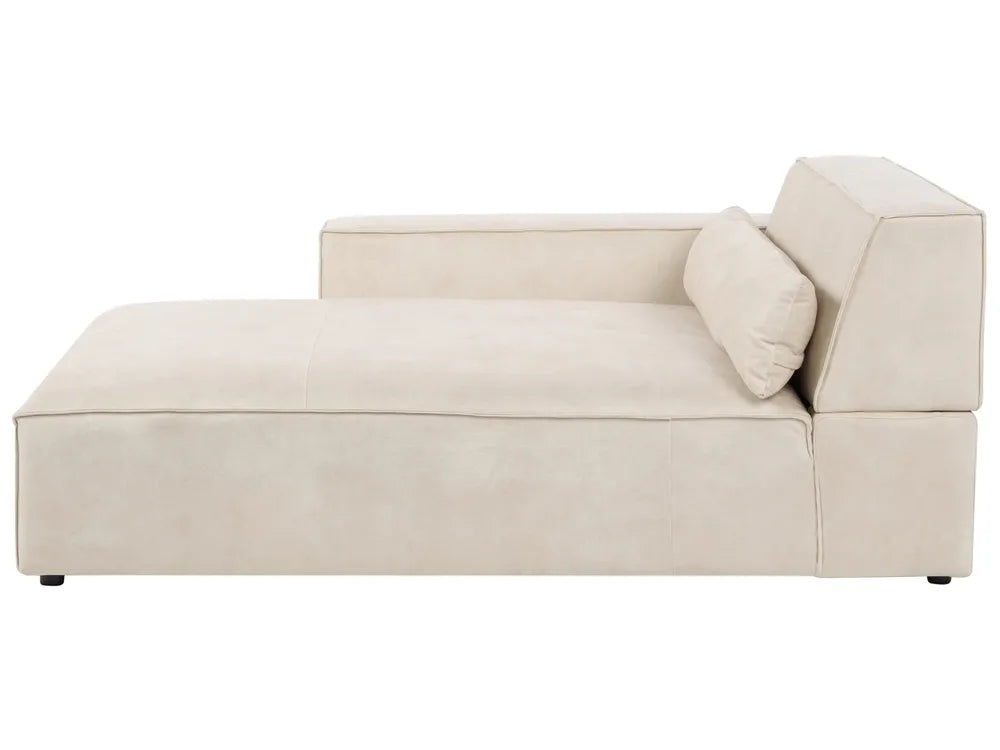 Modular Corner Sofa 2 Seater Velvet Light Beige with Ottoman Right Hand Bouke