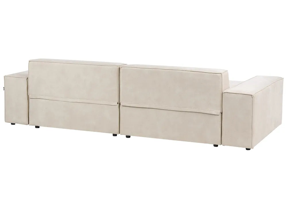 Modular Corner Sofa 2 Seater Velvet Light Beige with Ottoman Right Hand Bouke