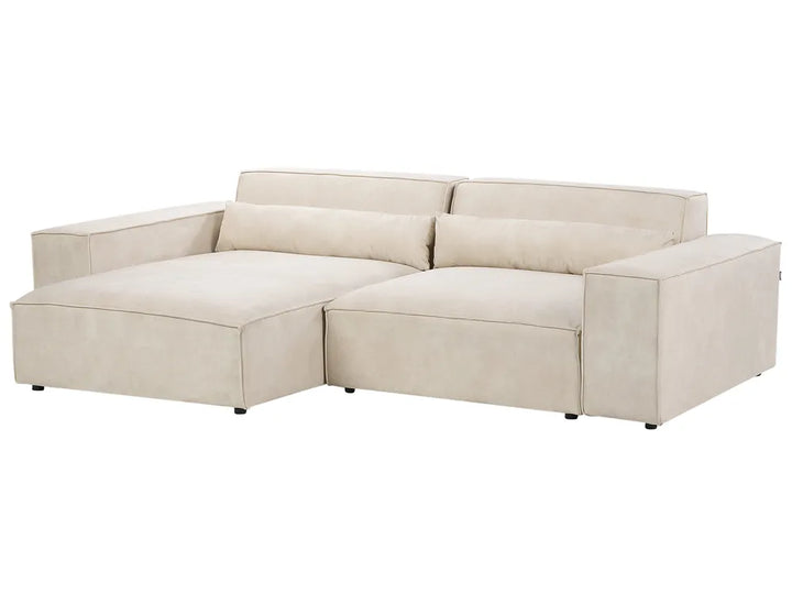 Modular Corner Sofa 2 Seater Velvet Light Beige with Ottoman Right Hand Bouke