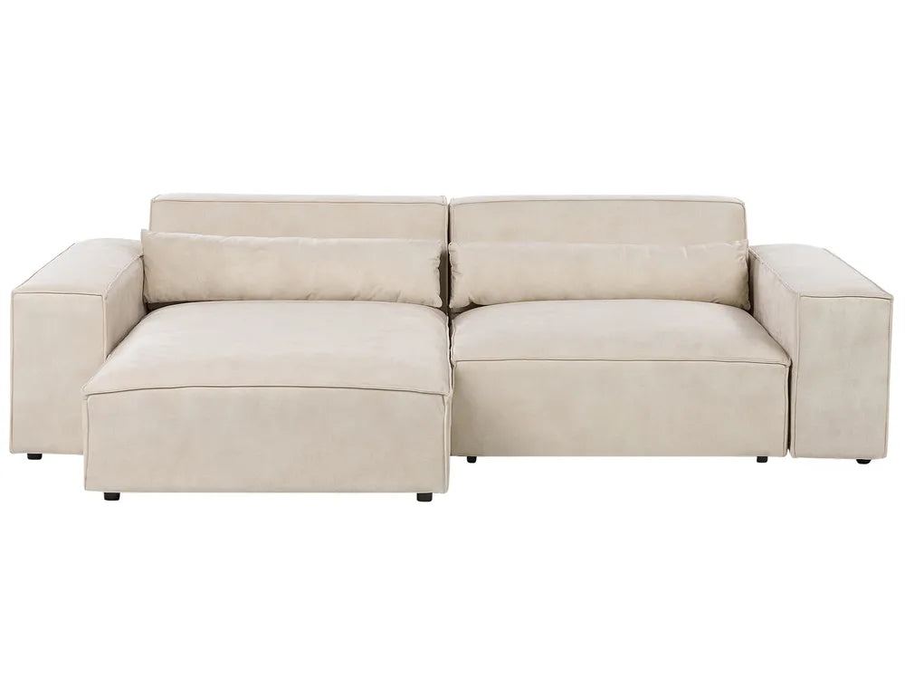 Modular Corner Sofa 2 Seater Velvet Light Beige with Ottoman Right Hand Bouke