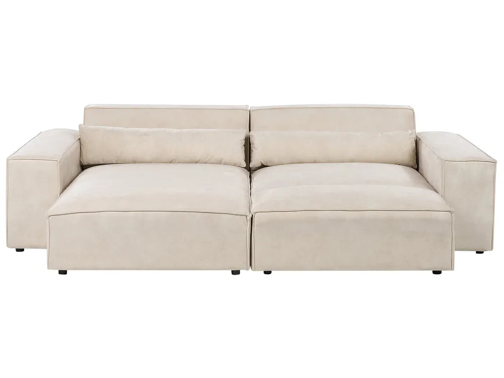 Modular Corner Sofa 2 Seater Velvet Light Beige with Ottoman Right Hand Bouke