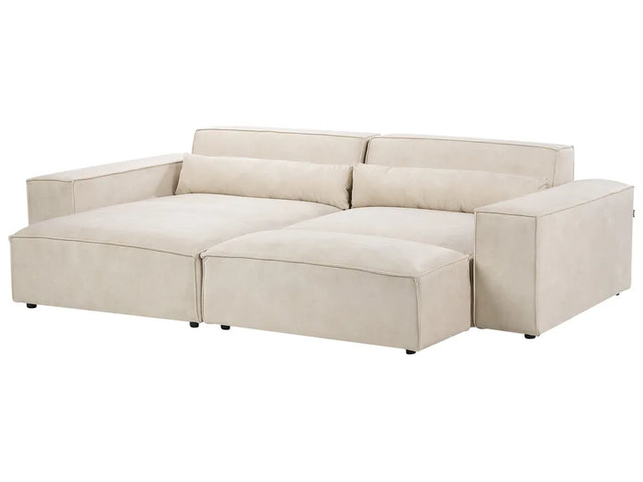 Modular Corner Sofa 2 Seater Velvet Light Beige with Ottoman Right Hand Bouke