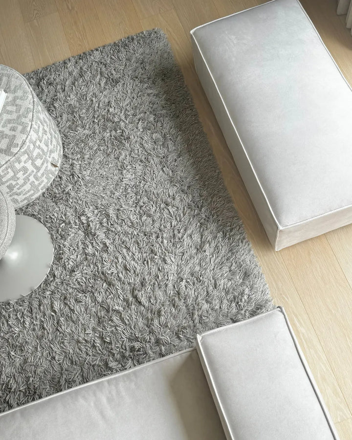 Modular Corner Sofa 2 Seater Velvet Light Beige with Ottoman Right Hand Bouke