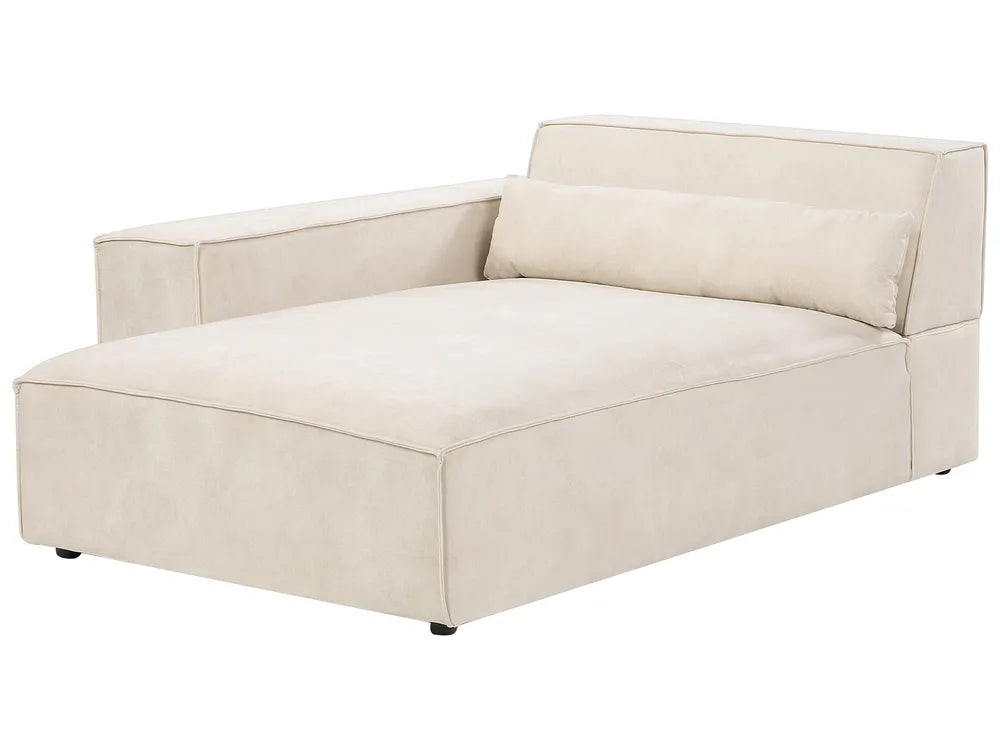 Modular Corner Sofa 2 Seater Velvet Light Beige with Ottoman Right Hand Bouke