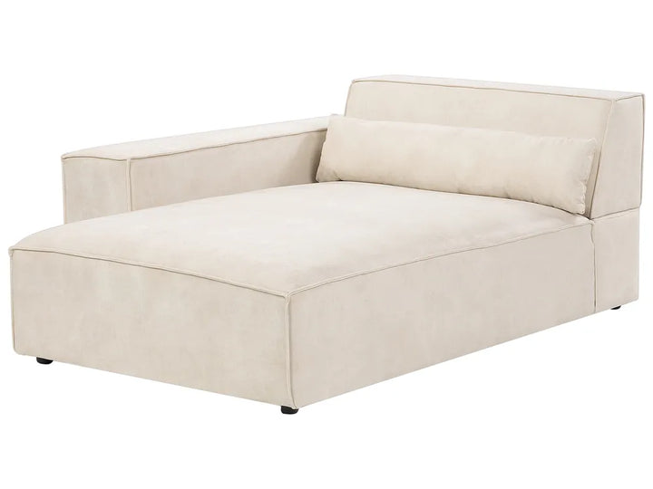 Modular Corner Sofa 2 Seater Velvet Light Beige with Ottoman Right Hand Bouke