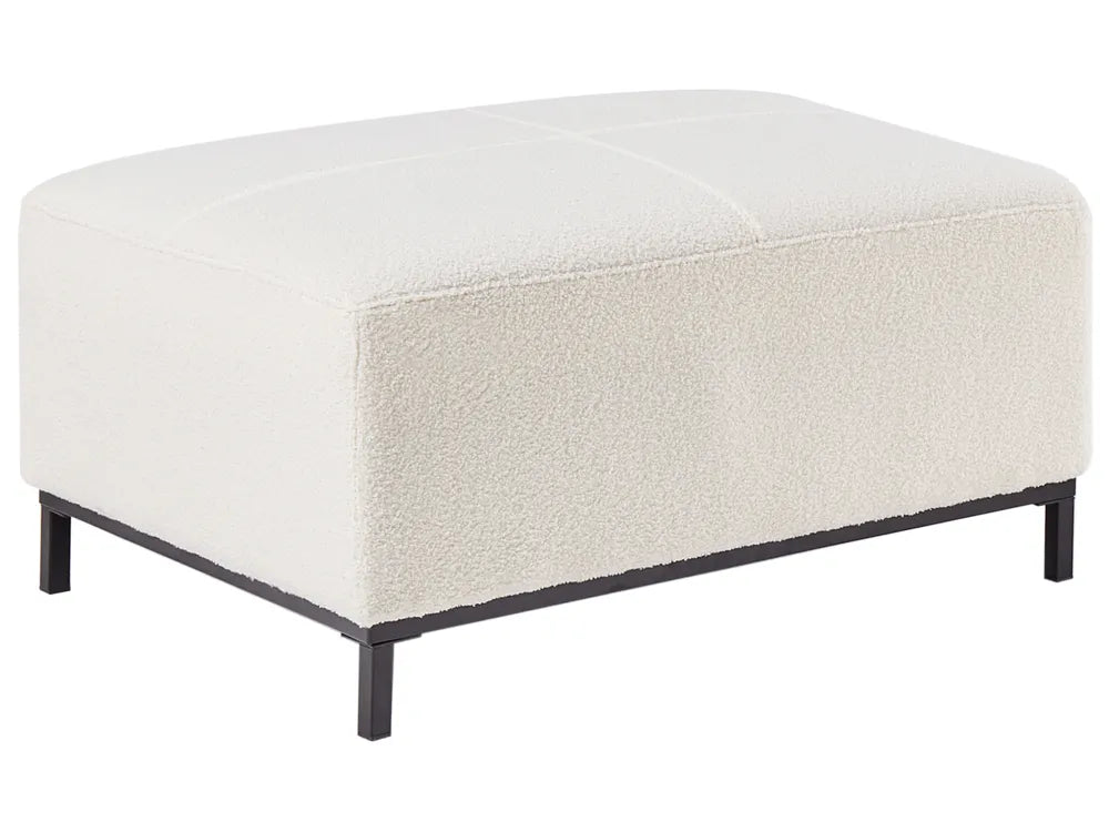 Corner Sofa 5 Seater Boucle White with Ottoman Right Hand Thremo