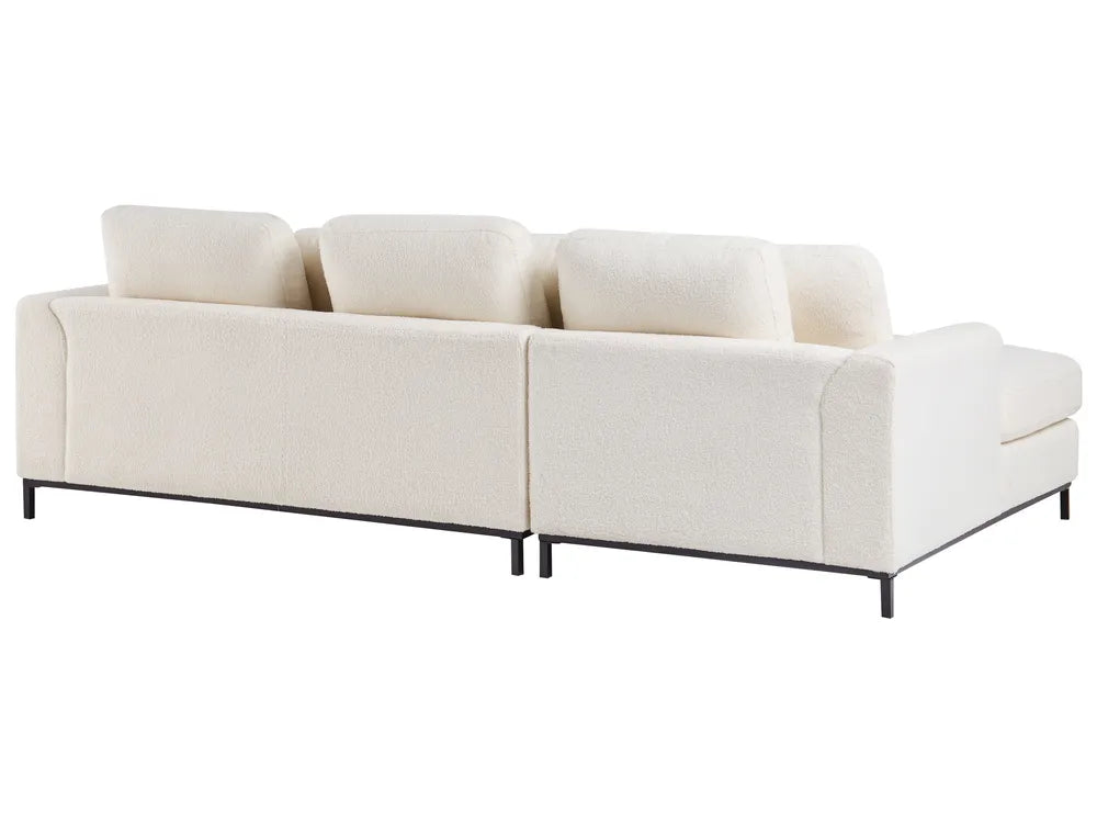 Corner Sofa 5 Seater Boucle White with Ottoman Right Hand Thremo