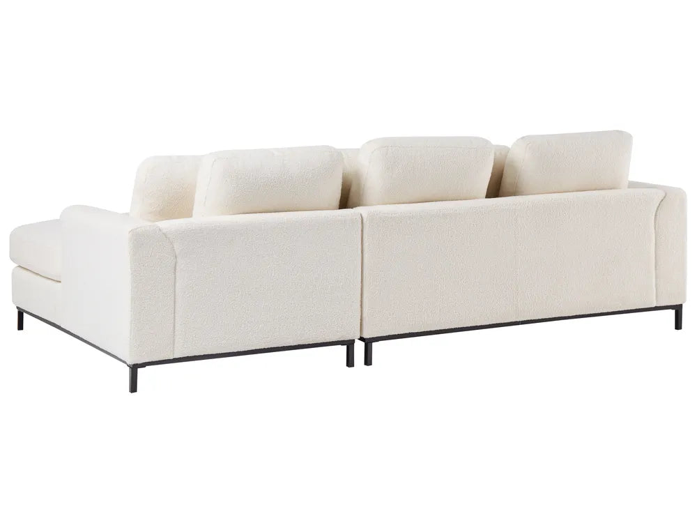Corner Sofa 5 Seater Boucle White with Ottoman Left Hand Thremo