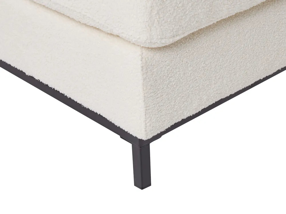 Corner Sofa 5 Seater Boucle White with Ottoman Left Hand Thremo