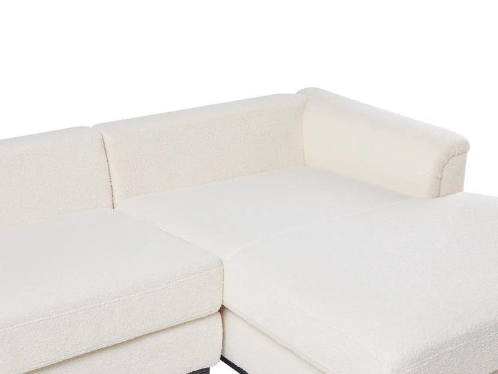 Corner Sofa 5 Seater Boucle White with Ottoman Left Hand Thremo
