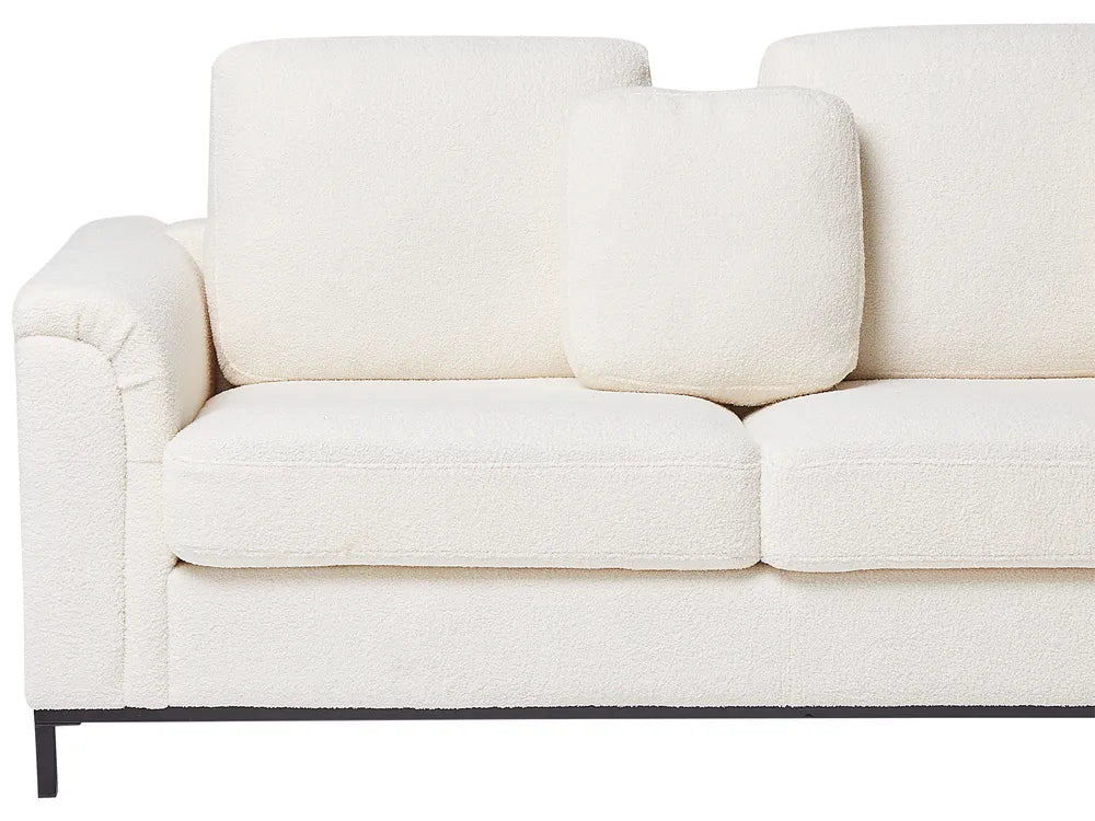 Corner Sofa 5 Seater Boucle White with Ottoman Left Hand Thremo