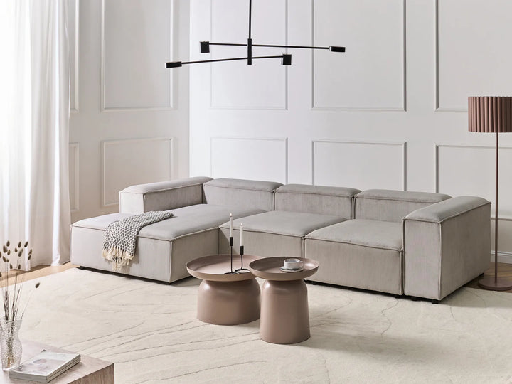 Modular Corner Sofa 4 Seater Corduroy Taupe Right Hand Quiva