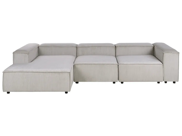 Modular Corner Sofa 4 Seater Corduroy Taupe Right Hand Quiva