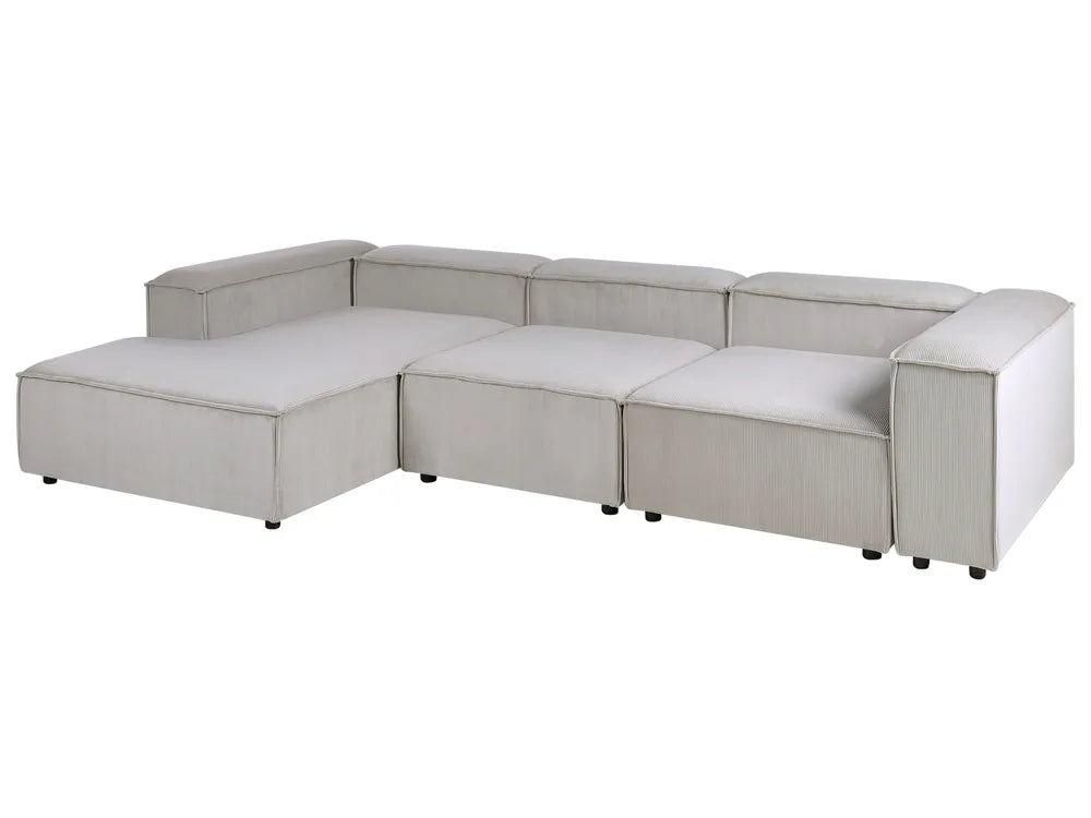 Modular Corner Sofa 4 Seater Corduroy Taupe Right Hand Quiva