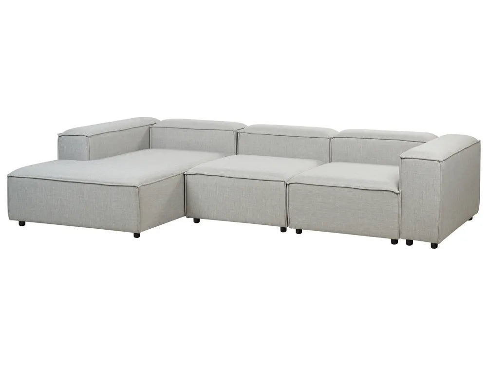 Modular Corner Sofa 4 Seater Fabric Light Grey Right Hand Oakham