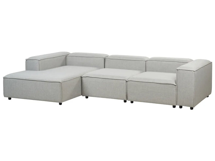 Modular Corner Sofa 4 Seater Fabric Light Grey Right Hand Oakham