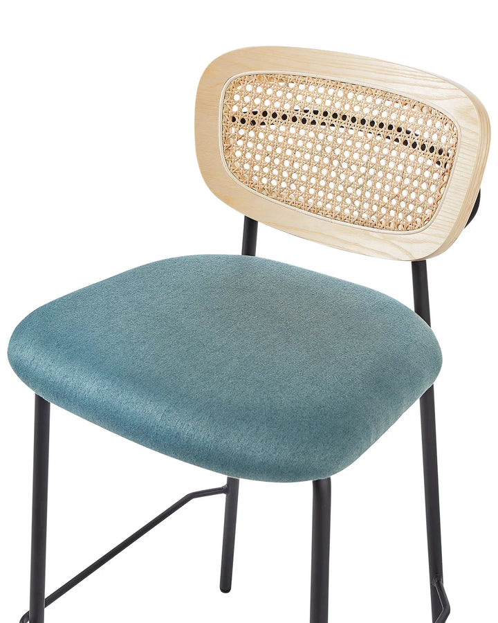 Set of 2 Bar Chairs Rattan Teal Surface Protection Ulvana