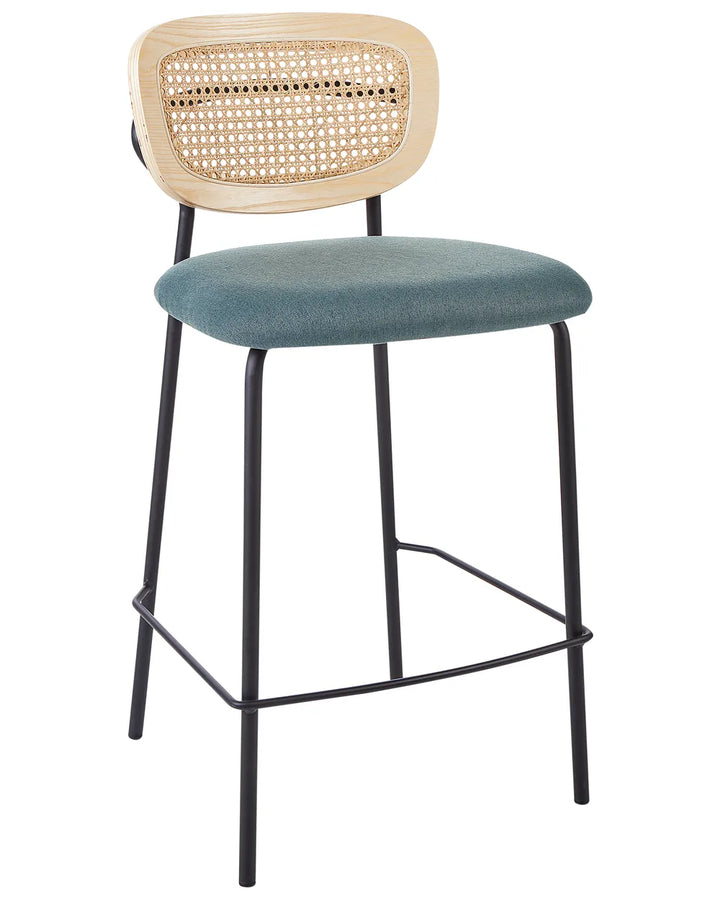 Set of 2 Bar Chairs Rattan Teal Surface Protection Ulvana